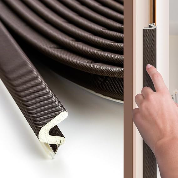 Door Weather Stripping, 19.8 FT V-Shaped Kerf Seal for Large Gaps, Brown