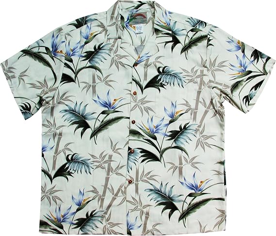 Paradise Found Mens Paradise Rayon Shirt, Cream, XL