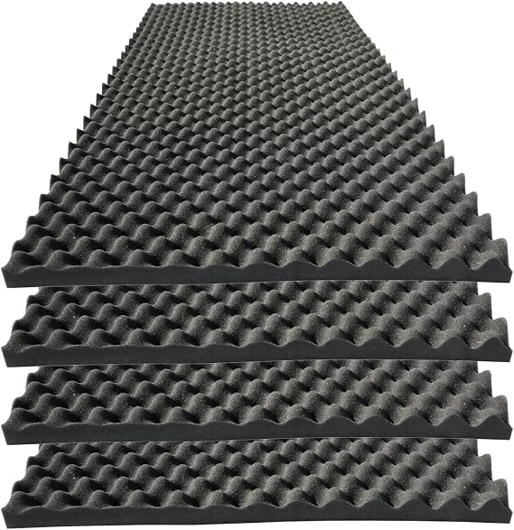 4 PCS Acoustic Panels,48''X24''X2'' Egg Crate Foam Soundproof Foam Wall Panels,High Density Fireproof Noise Cancelling Foam Studio Foam Panel,Noise (Black)