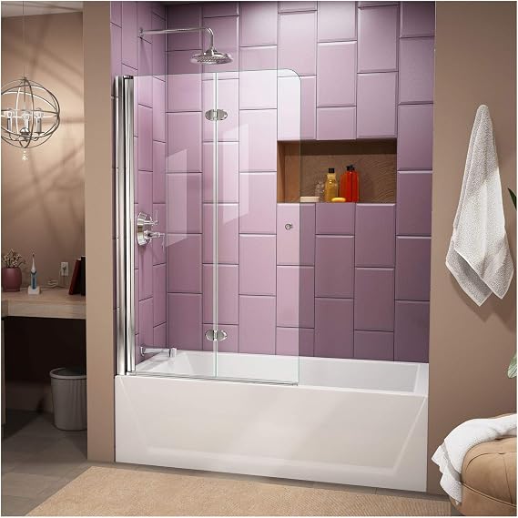 DreamLine Aqua Fold 36 in. W x 58 in. H Frameless Bi-Fold Tub Door in Chrome, SHDR-3636580-01
