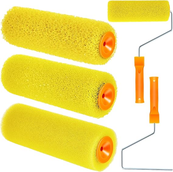 Therwen 5 Pcs 8'' Texture Paint Roller Set 3 Covers with 2 Plastic Frame