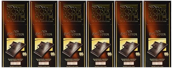 Moser Roth Fine German European Dark Chocolate 70% / 85% Cocoa (6 Pack) (85% Dark Chocolate)