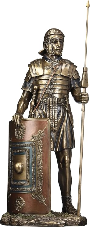 14.38" Roman Soldier with Javelin and Shield Cold Cast Bronze Figurine