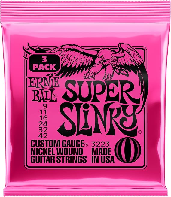 Ernie Ball Super Slinky Nickel Wound Electric Guitar Strings 3 Pack - 9-42 Gauge