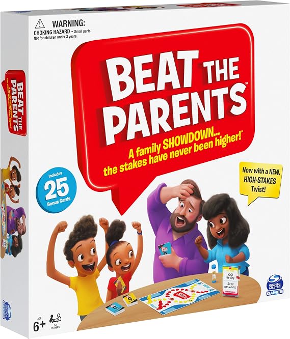 Beat The Parents Classic Family Trivia Game, Kids Vs Parents, with 25 Bonus Cards for Ages 6 and up