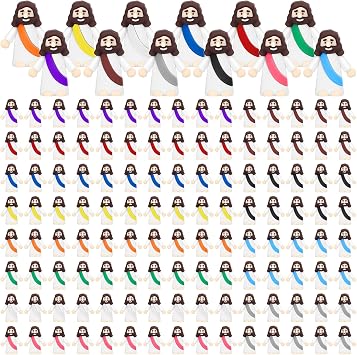 Draupnir 120PCS Little Jesus Miniature Figures in Bulk, Religious Jesus Gift for Easter, Rainbow