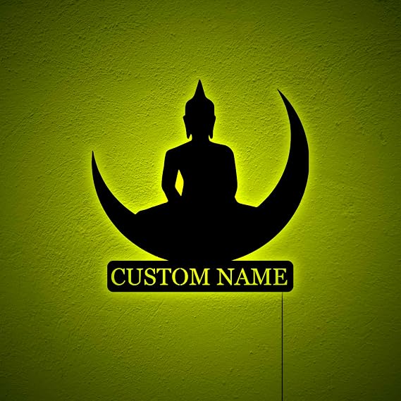 Custom Buddha Wall Art, Buddha Wall Decor, Spiritual Wall Art, Meditation Room Light Decor, Yoga Studio Art, Hindu Wall Art, Spiritual Gift, Birthday Xmas Christmas Gifts, RGB 16 Colors Changing
