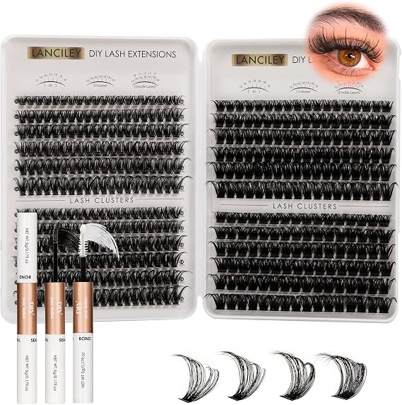 Individual Lash Clusters Kit 60-150D Eyelashes with Bond & Seal