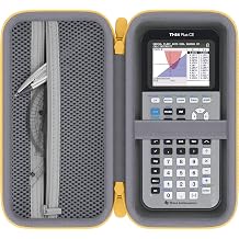ハード電卓キャリーケース Texas Instruments TI-84 Plus CE/TI-Nspire CX II CAS電卓対応 グレーケース、イエロージッパー