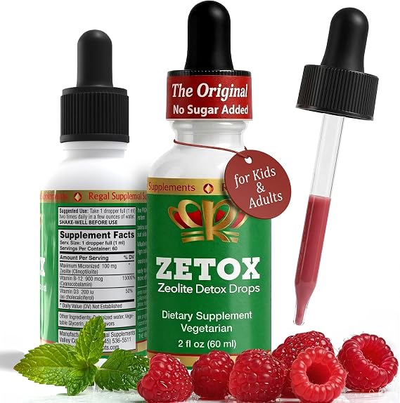 ZETOX | Zeolite Detox for Kids and Adults | Enhanced with Methyl Vitamin B12 and D3 | Premium Grade Liquid Clinoptilolite Zeolite Drops | Supports Gentle Daily Detox, Energy, and Focus (60 Servings)