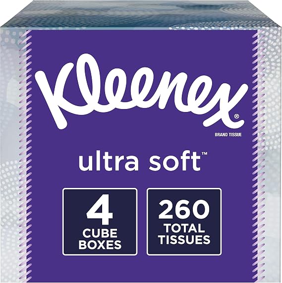 Kleenex Ultra Facial Tissue, Upright Boxes, 65 Count per box, Pack of 4