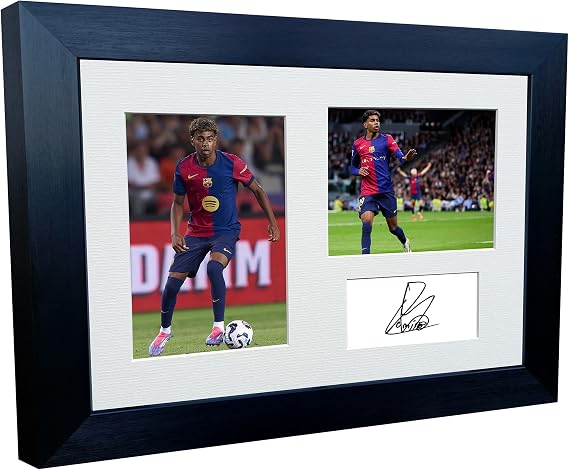 12x8 A4 Signed Lamine Yamal Barcelona Calma Celebration Autographed Autograph Signed Signature Photograph Photo Picture Frame Football Soccer Poster Gift Triple
