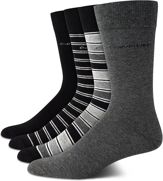 Calvin Klein Mens 4 Pack Soft Cotton Cushioned Crew Dress Socks