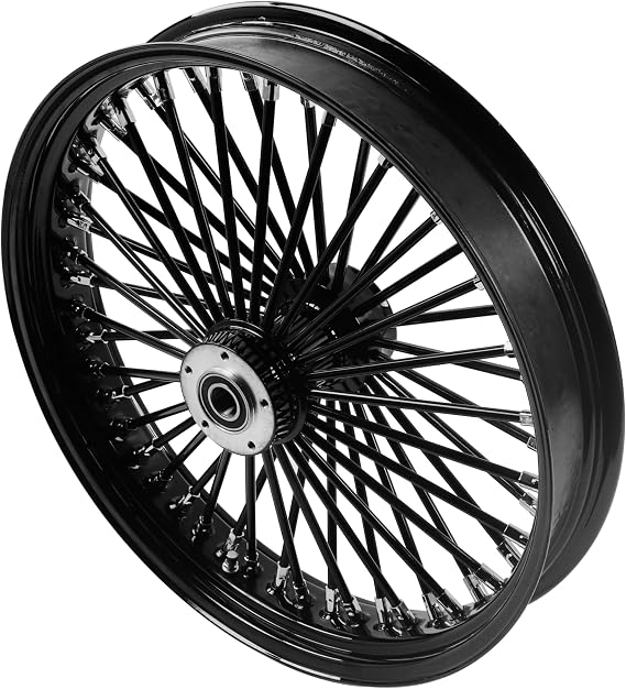 FatFlex Stainless Steel Fat Spokes 21 Inch Front Black Wheel Dual Disc for Harley Davidson Touring 00-07 Wheels Rims Updating-2135FD-1SM-BBB