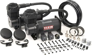 VIAIR 380C Dual Air Compressor for Air Suspension (2 Pack) 12V Continuous Duty Cycle Compressor for Air Tanks, Bags, Air Horns 200 PSI (Stealth Black)