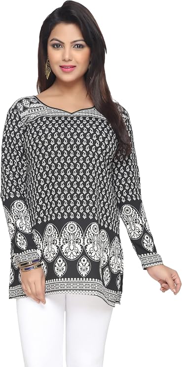 Maple Clothing Indian Tunic Top Women's Printed Short Kurti Kurta Outfit India Apparel