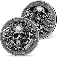 AtSKnSK Memento Mori Coin Memento Vivere Coin Carpe Diem Coins Skull Challenge Coin Cool Stoicism Gifts Medallion Stoic Commemorative Coin Memory Mark for Daily Stoic