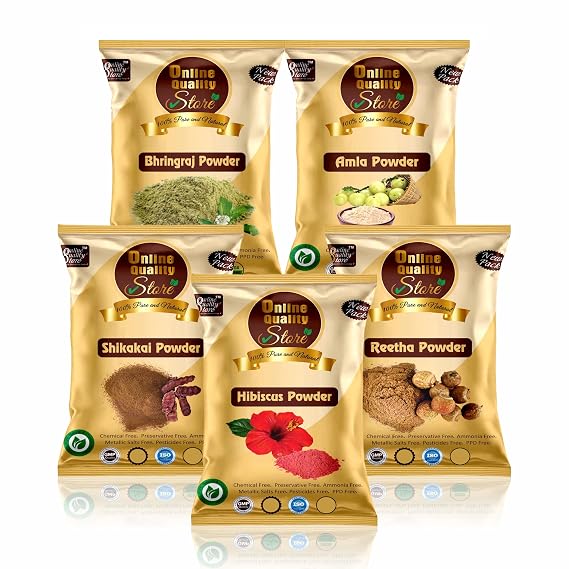 Online Quality Store Amla Reetha Shikakai, Bhringraj and Hibiscus Powder for Hair (250g Pack)