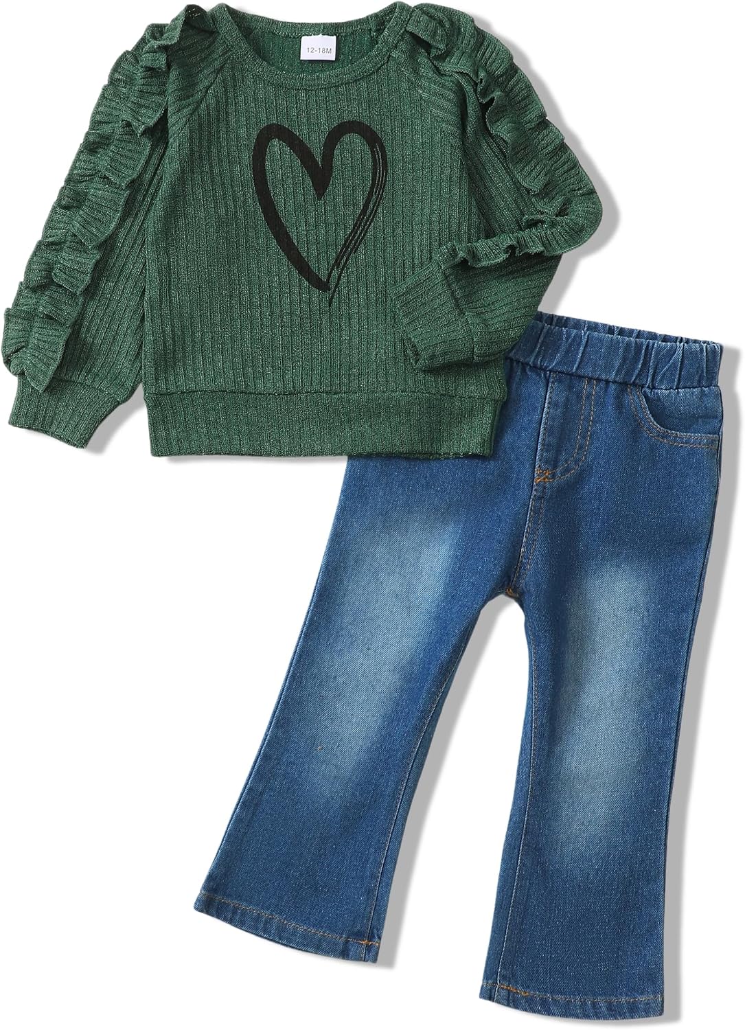 Baby Toddler Girl Clothes Outfits Kids Sweatshirt Jeans Set Denim Pants Little Girls Clothes Toddler Outfit for Girls