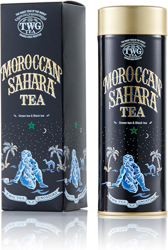 TWG Tea | Moroccan Sahara Tea | Loose Leaf Green & Black Tea | Rose Petals, Nuts & Spices | Haute Couture Tin, 100g | Gift Set