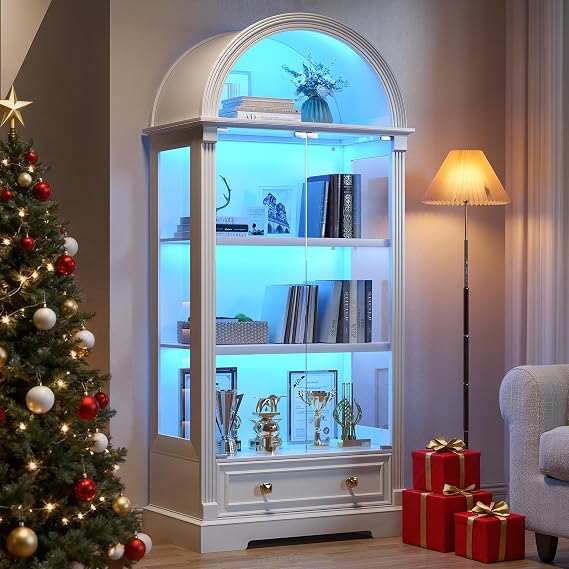 Dystler Curio Cabinet with Glass Doors & LED Lights