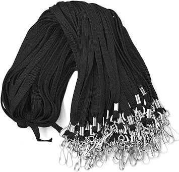 Lanyard 50PCS Lanyards with Swivel Hook clips for ID Name Badge Holder (Black)