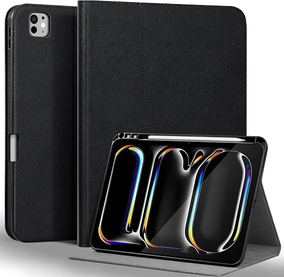 Gexmil Leather Case for iPad Pro 13 Inch M5/M4 2025/2024,Black