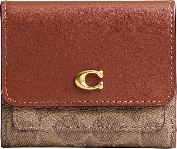 Coach, Women's, Mila Small Flap Wallet In Signature Canvas, Tan Caramel, One Size