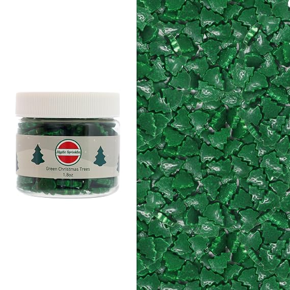 Mystic Sprinkles Holiday Themed Candy Shapes Sprinkles (Green Christmas Trees 1.8oz)