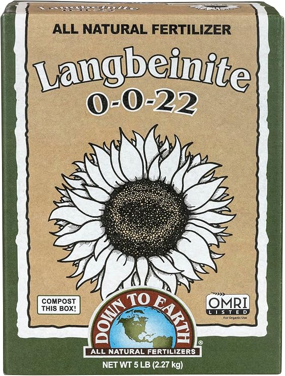 Down To Earth All Natural Fertilizers Organic Langbeinite, Potassium Magnesium Sulfate (K-Mag) Granular Plant Food 0-0-22, 5 lb