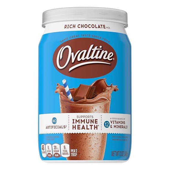Ovaltine Rich Chocolate Drink Mix, 12 Oz Canister