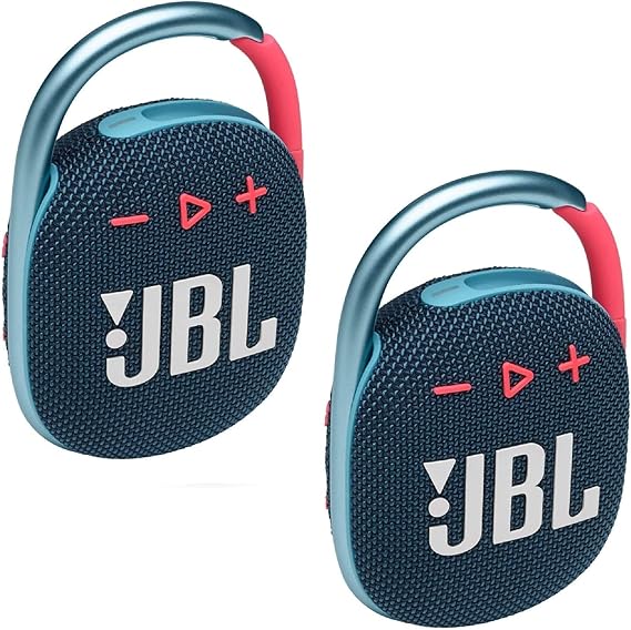 JBL 2 Pack Clip 4 Waterproof Wireless Audio Bluetooth Speaker Bundle (Blue)