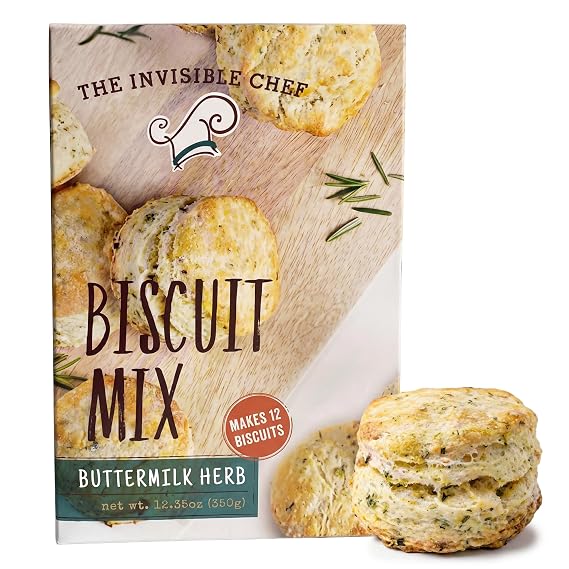The Invisible Chef Buttermilk Herb Biscuit Mix Flaky Homemade Biscuit Baking Mix with Savory Herb Flavor Easy to Prepare for Breakfast, Sides & Everyday Meals 12.35 oz (350g)