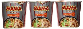 Mama Instant Cup Noodles Creamy Tom Yum Shrimp Flavor Thai Original Spicy Net Wt 42 G (1.48 Oz) X 6 Cups