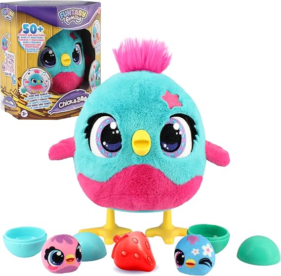 Funtasy Family Chick a Boo - Electronic Kids Chicken Toy - Cute Interactive Plush Pet & Adorable Hen - 50+ Sounds & Reactions - Feed