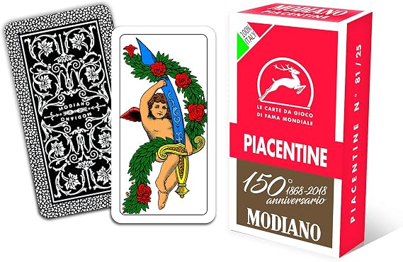 Modiano Regional Playing Cards Piacentine Anniversary of 150 years, Colour Pencil Case Red, 300084