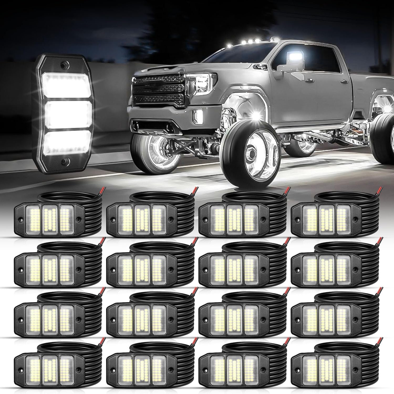 SHINIGHT White Rock Light,72 SMD Chips (16 pods)