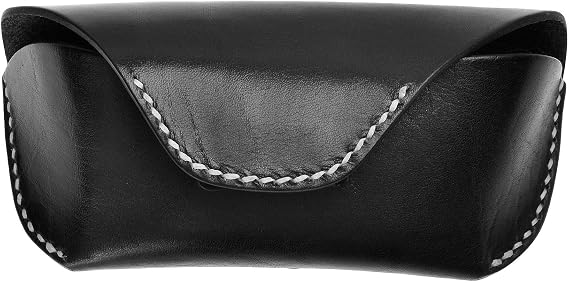 ZLYC Genuine Leather Semi Hard Eyeglass Case with Belt Loop for Sunglasses