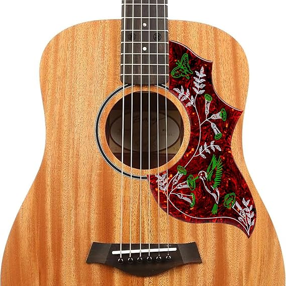 Hummingbird Pickguard for Folk Acoustic Guitar, Self Adhesive Wear-Resistant Thickened 2.4mm Scratch Plate, Pick-Compatible Design for Acoustic Guitars (Brown Red)