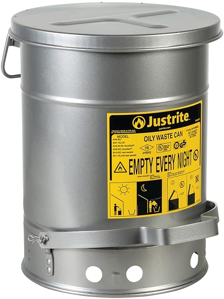 Justrite 6 Gallon Galvanized Steel Oily Waste Can