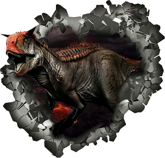 Carnotaurus 3D Dinosaur Wall Decal | Removable Vinly Sticker | Peel and Stick | Unique Art Decor for Your Bedroom, Kitchen, Kids or Any Other Room (Small 14" x 14.6")