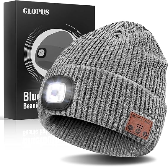 Bluetooth Beanie Hat with Light, Gifts for men, Stocking Stuffers for Men | Christmas Stocking Stuffers for Teen Boys, White Elephant Gifts for Adults Dad Him Boyfriend Dad Husband