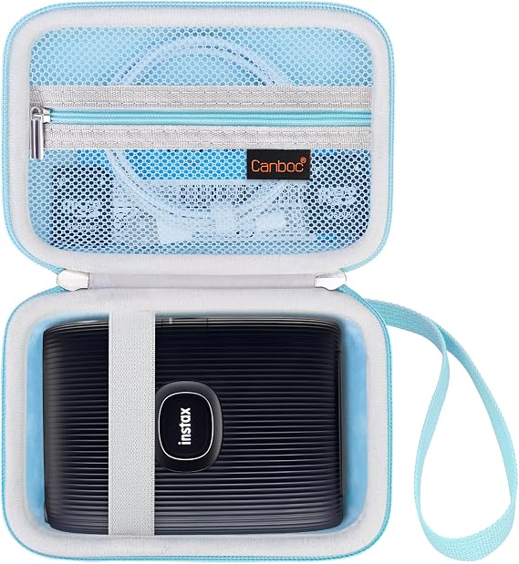 Canboc Carrying Case for Fujifilm Instax Mini Link 3/2/1/ Instax Mini Link+ Smartphone Printer, Mesh Pocket fit Instant Film and Cable, Blue (Case Only)