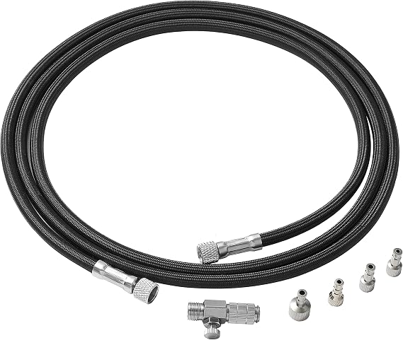 6 Feet Nylon Braided Airbrush Hose with 1/8'' Fittings