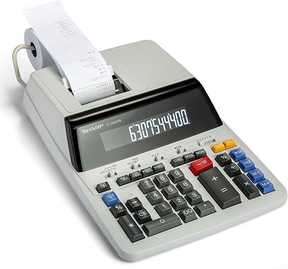 Sharp 12-Digit Commercial Printing Calculator, Fast 4.8 Lines-Per-Second Ribbon Printer with Cost, Sell and Margin Function, Extra-Large Display, Plastic Enclosure (EL-2630PIII)