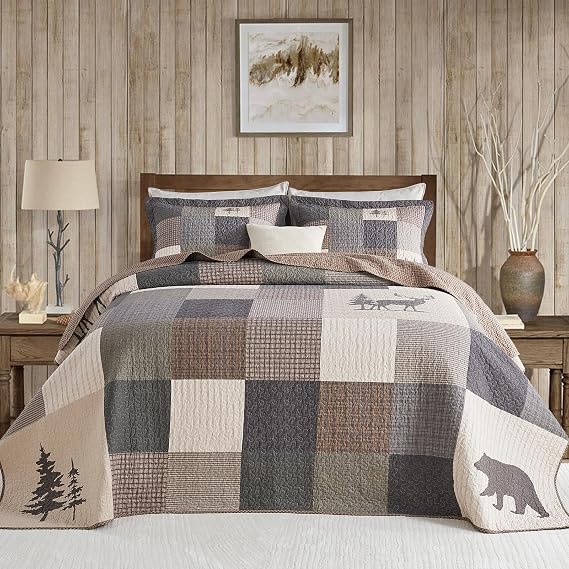 Oversized Queen Bedspreads 120x102, Extra Large Rustic Quilt