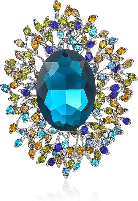 YOQUCOL Elegant Colorful Cubic Zirconia Crystal Bright Rhinestone Brooch Pins for Women Grils