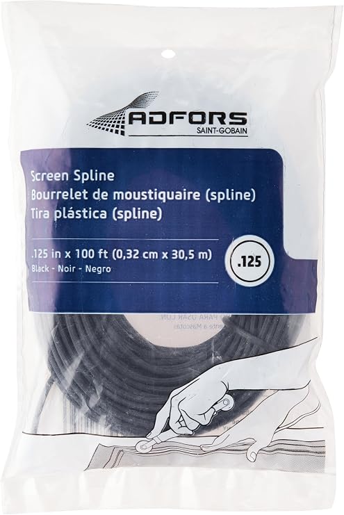 Saint-Gobain ADFORS Spline, .125 inches x 100 feet - Durable Window and Door Screen Spline - Black