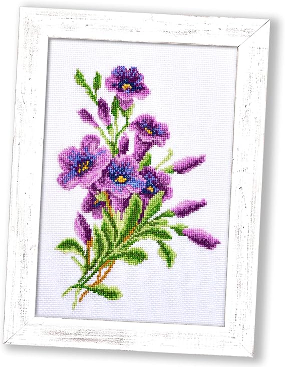 Povitrulya American Bellflower Counted Cross Stitch Kit - Flower DIY Embroidery Set for Kids and Adults