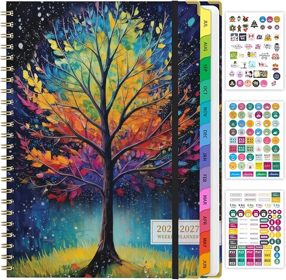 Academic Planner 20262027, A4 Hardcover Weekly Monthly Planner, Large 8.5" x 11" School Year Planner July 2026 to July 2027, with Bookmark, Pocket Folder and Sticky Notes, Tree Seasons